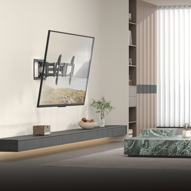 POWERTECH επιτοίχια βάση τηλεόρασης PT-1423, 37-90", 75kg, heavy duty, full motion