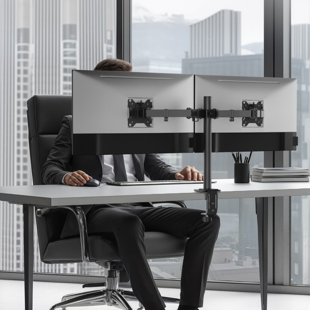 POWERTECH βάση γραφείου για 2x οθόνες PT-1552, 17-32", έως 10kg