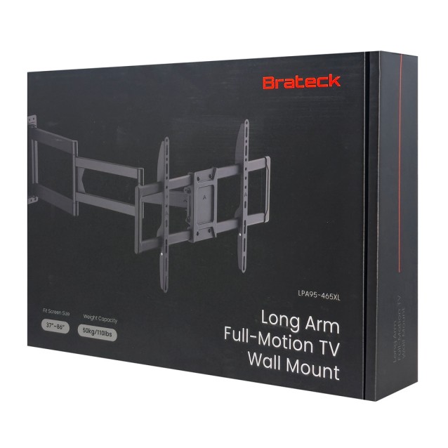 BRATECK επιτοίχια βάση τηλεόρασης LPA95-465XL, 37-86", έως 50kg, full motion