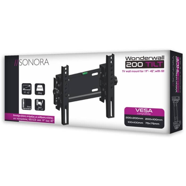 SONORA WonderWall 200 Tilt Επιτοίχια Βάση Στήριξης Για LED/LCD TV 19″- 42″ 20Kg