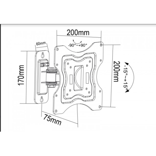 Bracket LCD1053 Βάση Τηλεόρασης Τοίχου έως 42" και 30kg