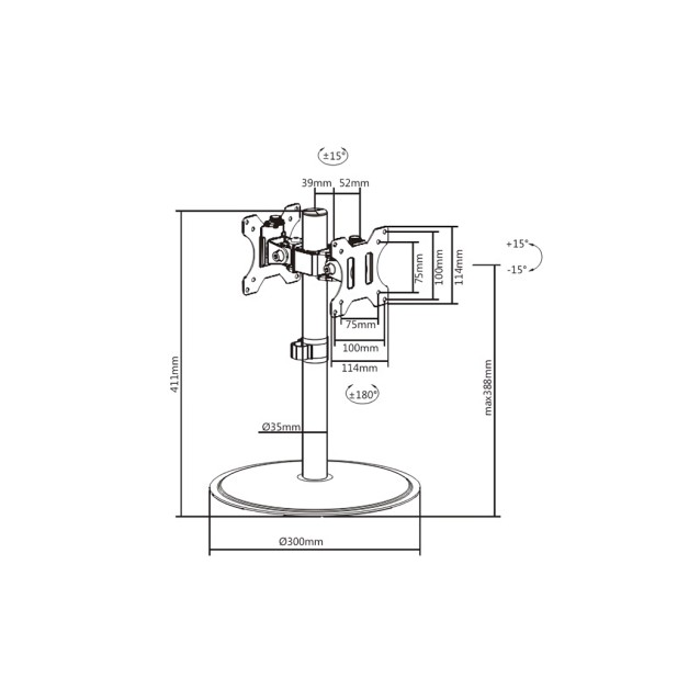 BRATECK Βάση γραφείου LDT40-T02 για 2 οθόνες 17" - 32" ή mini PC, 8kg