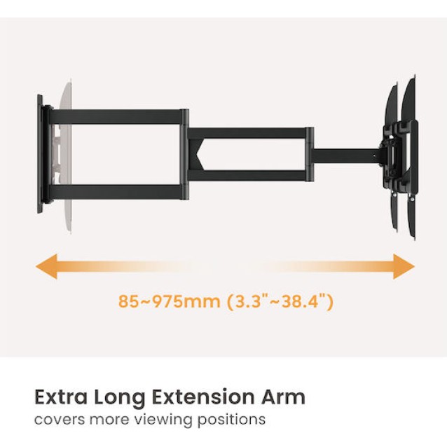 BRATECK επιτοίχια βάση τηλεόρασης LPA95-465XL, 37-86", έως 50kg, full motion