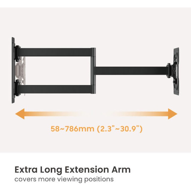 BRATECK επιτοίχια βάση τηλεόρασης LPA95-223L, 23-43", έως 50kg, full motion