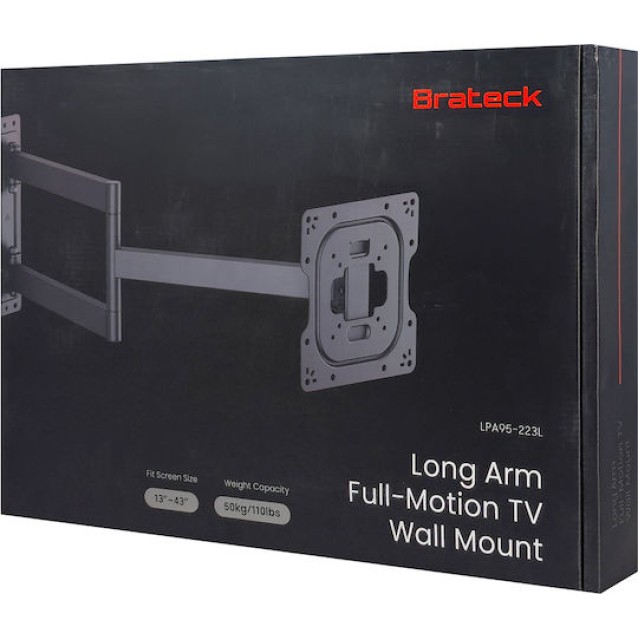 BRATECK επιτοίχια βάση τηλεόρασης LPA95-223L, 23-43", έως 50kg, full motion