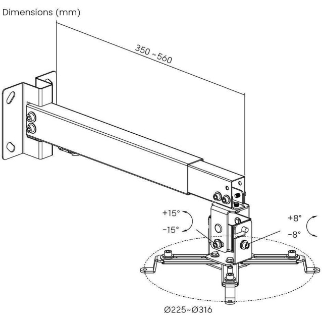 POWERTECH βάση projector οροφής PT-1255, έως 20kg