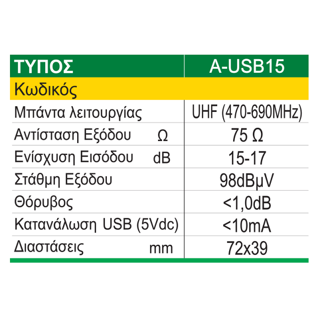 A-USB 15 ΕΝΙΣΧΥΤΗΣ ΓΡΑΜΜΗΣ MATEL