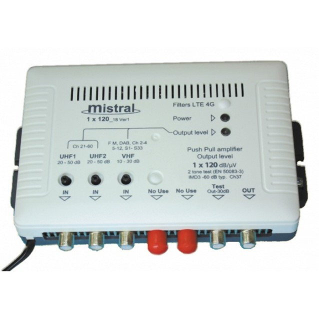 Mistral 1x120 5G Ενισχυτής Κεντρικής Κεραίας 50dB 3 Εισόδων & 1 Εξόδου
