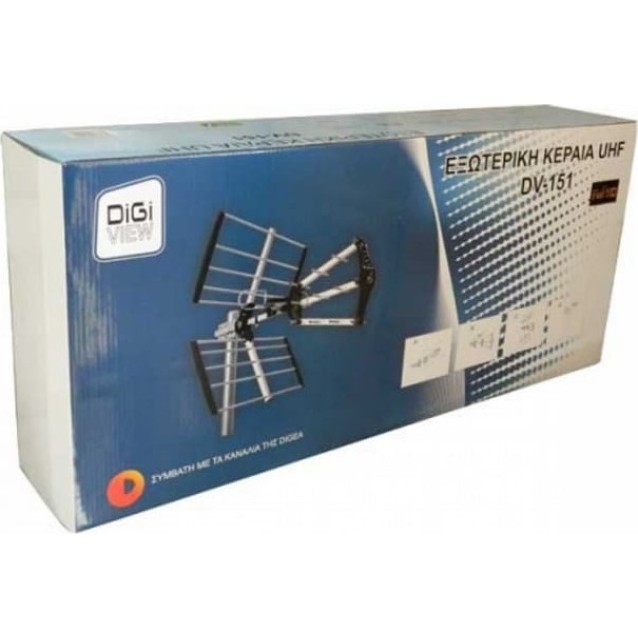 DiGiVIEW DV-151 Εξωτερική Κεραία UHF Με Φίλτρο LTE Και Απολαβή 13dB