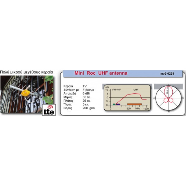 MISTRAL MINI ROC 0228 Κεραία UHF μικρού μεγέθους 7dB