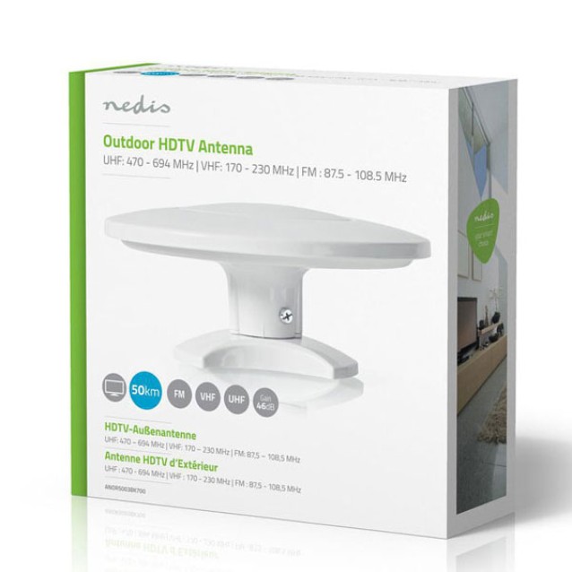Εξωτερική κεραία HDTV NEDIS ANOR5003BK700 46dB FM / VHF / UHF με τεχνολογία προστασίας LTE/4G
