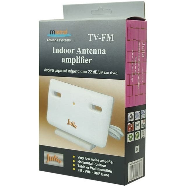 MISTRAL Julia Ψηφιακή εσωτερική Κεραία VHF-UHF-FM Με Ενισχυτή 22dB