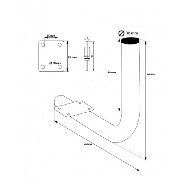 DOL40 ΒΑΣΗ ΓΩΝΙΑ ΜΠΑΛΚΟΝΙΟΥ 40CM BOTTOM (4HOLE)