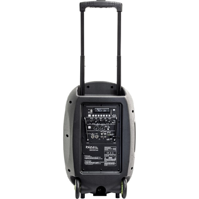 Ibiza Sound PORT12VHF-MKII φορητό τροχήλατο ενεργό ηχείο Bluetooth 12”/30CM με USB-MP3 και 2x VHF μικρόφωνα 350W RMS