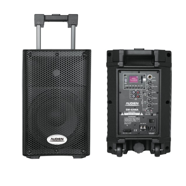 SM-6208Α Επαναφορτιζόμενο ενεργό ηχείο 8" με 2 ασύρματα μικρόφωνα