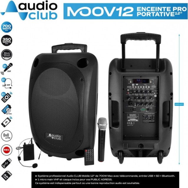 MOOV12-PRO  Φορητό επαναφορτιζόμενο επαγελματικό Ηχείο.