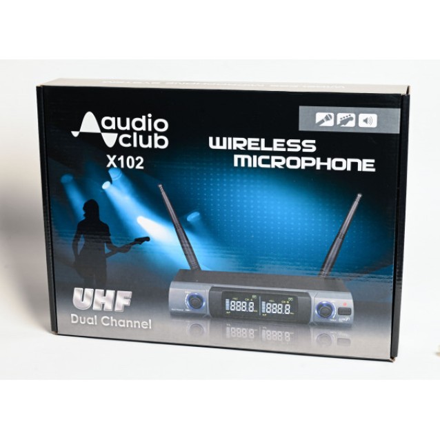 X102 Ασύρματο διπλό μικρόφωνο UHF 48+48 συχνοτήτων.