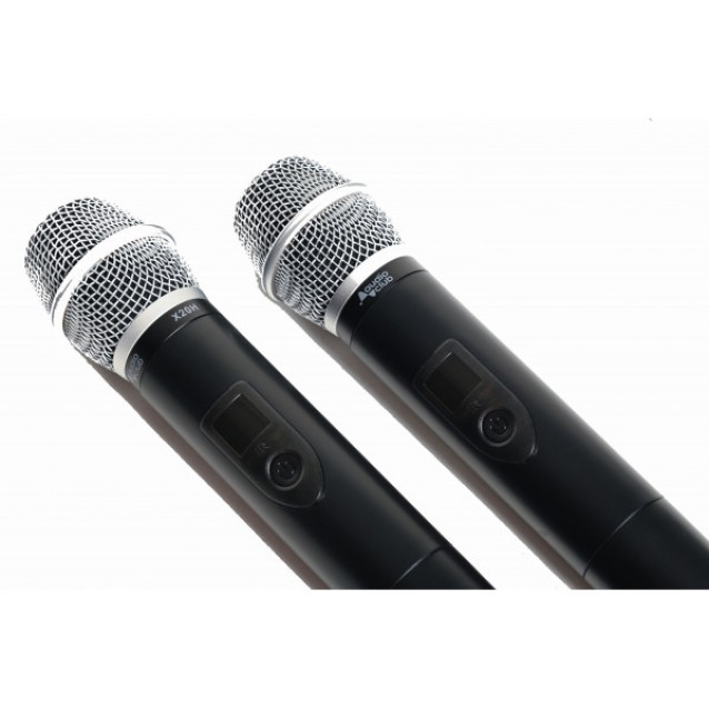 X202 Διπλό ασύρματο μικρόφωνο UHF-PLL 16+16 καναλιών.