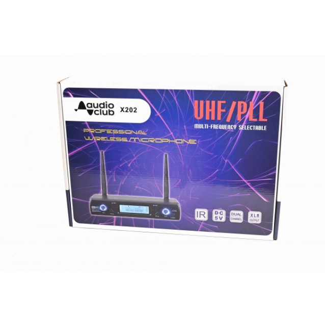 X202 Διπλό ασύρματο μικρόφωνο UHF-PLL 16+16 καναλιών.