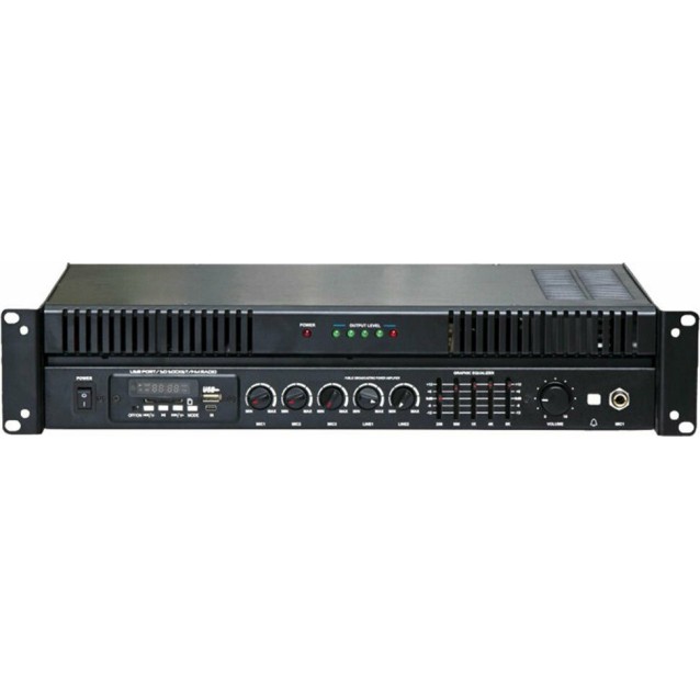 MPA-300QUF Μικροφωνικός Ραδιοενισχυτής 150W 100V 1 Ζώνης FM/USB/SD/3xMIC/2xAUX Μαύρος