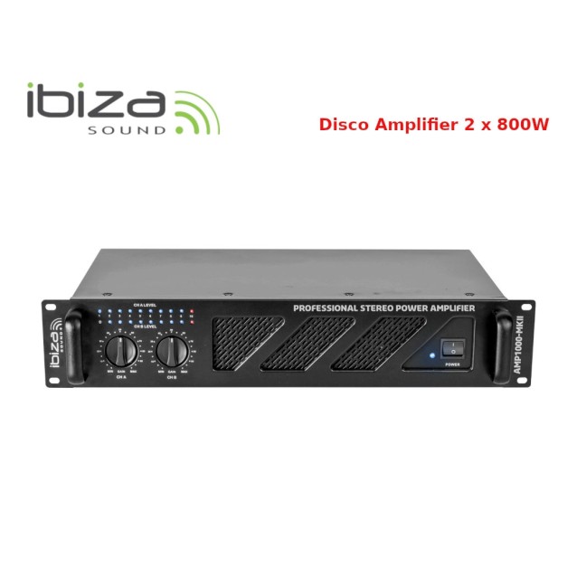 Ibiza Sound AMP1000-MKII Τελικός Ενισχυτής PA 2 Καναλιών 800W/4Ω 600W/8Ω με Σύστημα Ψύξης