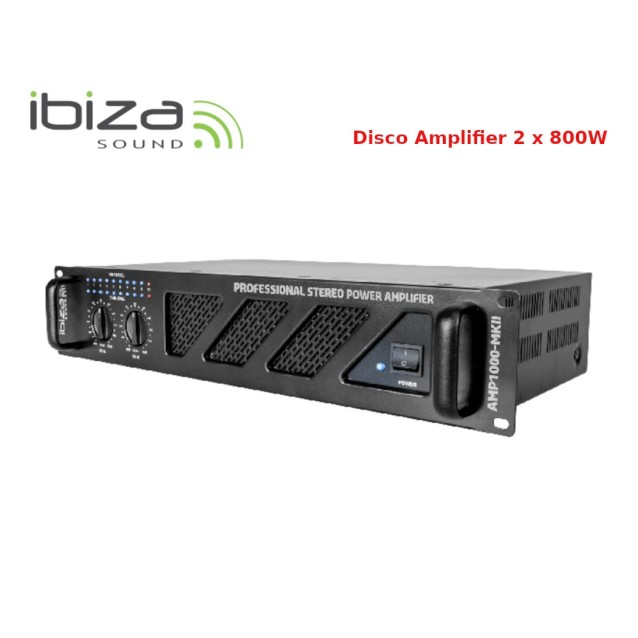 Ibiza Sound AMP1000-MKII Τελικός Ενισχυτής PA 2 Καναλιών 800W/4Ω 600W/8Ω με Σύστημα Ψύξης