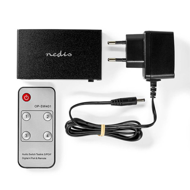 NEDIS ASWI2514BK/Switch 4 εισόδων TosLink σε μια έξοδο TosLink