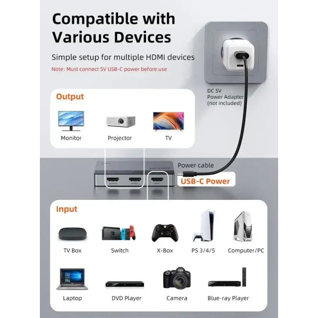 CABLETIME HDMI splitter CT-HSP4K2-AG, 1 σε 2, 4K/60Hz, uni-directional, γκρι