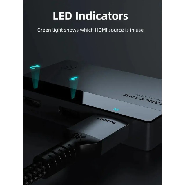 CABLETIME HDMI splitter CT-HSP4K2-AG, 1 σε 2, 4K/60Hz, uni-directional, γκρι