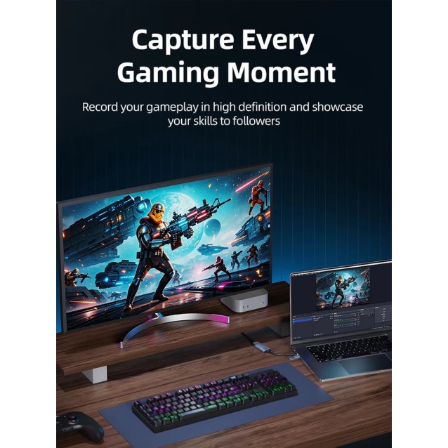 CABLETIME video capture CT-ACHC3-AG, HDMI/USB & USB-C, 4K/30Hz, γκρι