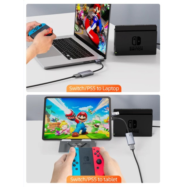 CABLETIME video capture CT-ACHC3-AG, HDMI/USB & USB-C, 4K/30Hz, γκρι