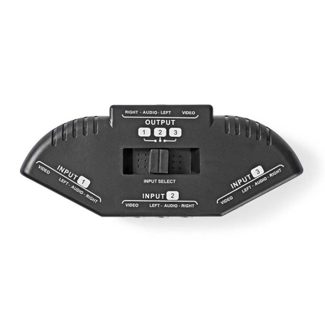 NEDIS VSWI2403BK-Switch 3 ανεξάρτητων εισόδων 3 Χ RCA Αudio-Video σε μια έξοδο 3 Χ RCA Audio-Video.