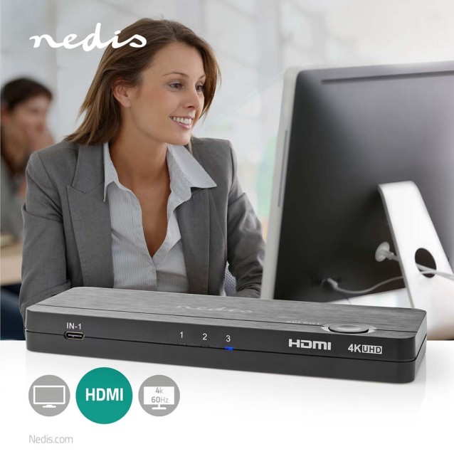 Μετατροπέας / Switch από 2x HDMI + 1x USB-C θηλ. + 2x USB- A θηλ σε 1x HDMI + 2x USB- A θηλ.