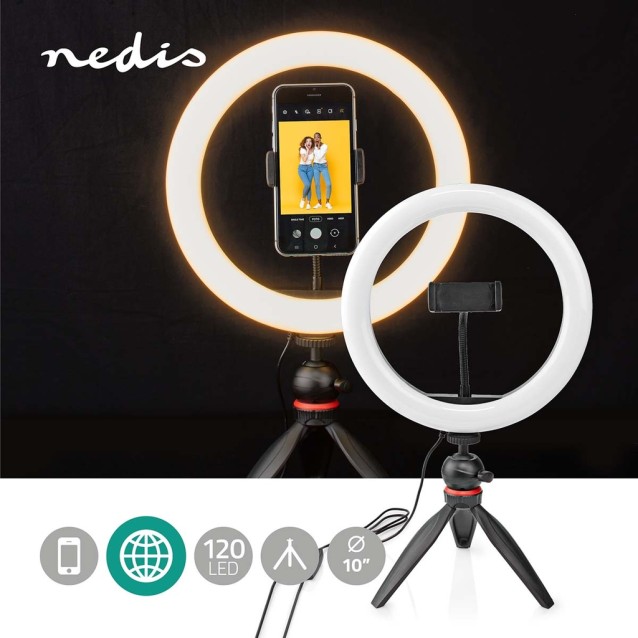 Ring Light 10" (26 cm) με 120 λάμπες LED και τρίποδο στήριξης.