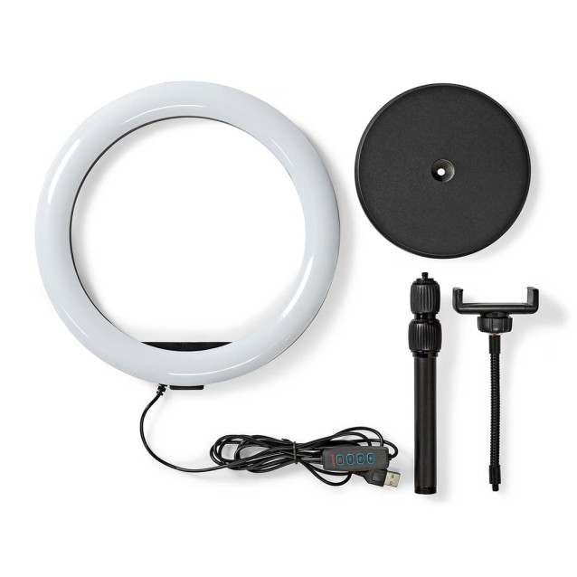 Ring Light 10" (26 cm) με 120 λάμπες LED και επιτραπέζια βάση στήριξης.