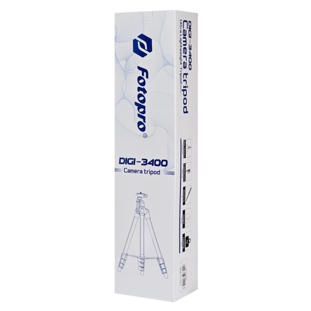 FOTOPRO τρίποδο φωτογράφισης DIGI-3400, πτυσσόμενο έως 121cm, έως 2kg, μαύρο