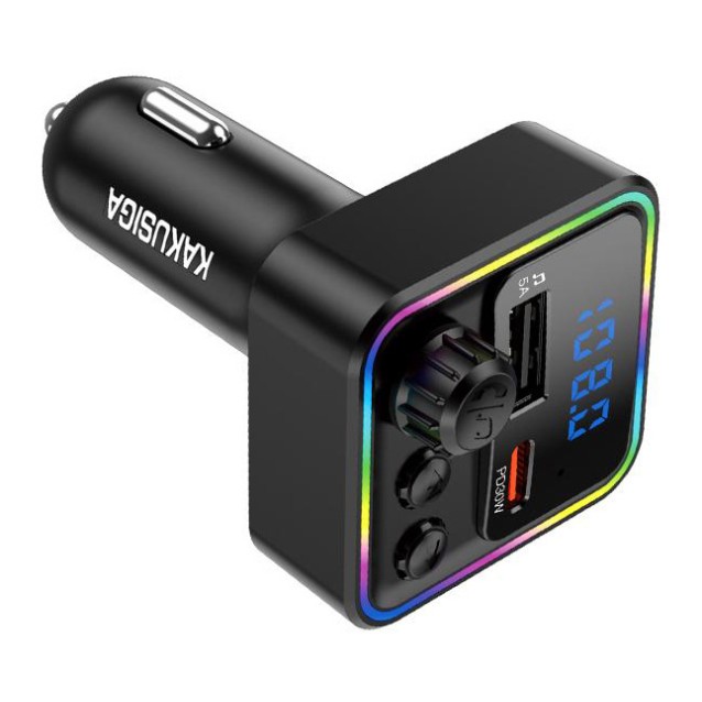 KAKUSIGA FM transmitter & φορτιστής KSC-1982, USB/USB-C, 55W, Bluetooth, μαύρο