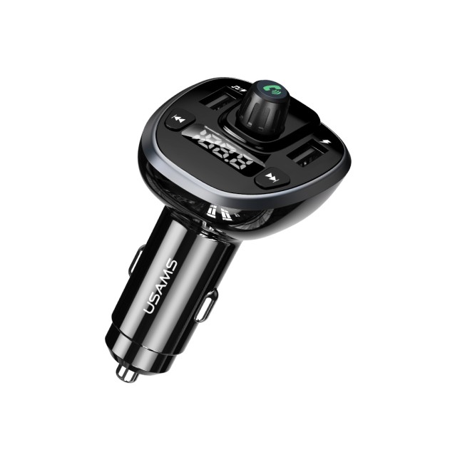 USAMS FM transmitter με οθόνη US-CC115, 2x USB, SD card, 3.4A, μαύρο