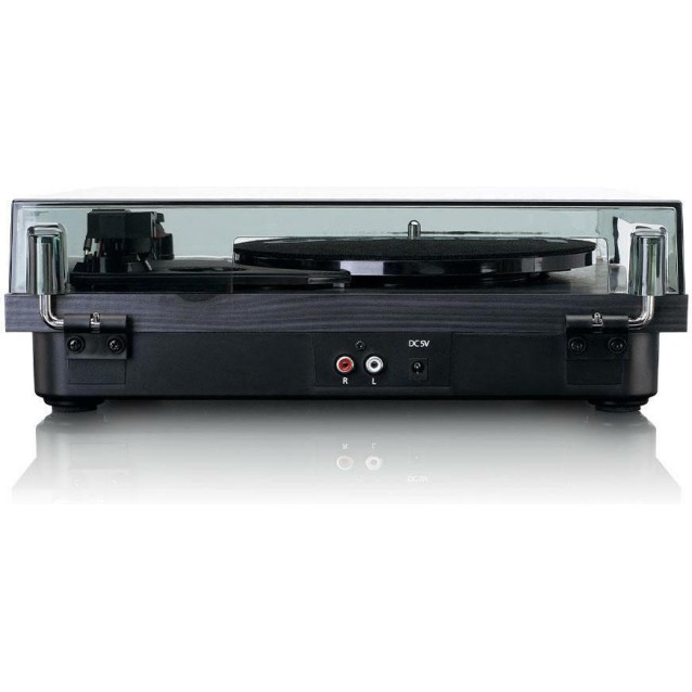 LENCO LS-10BK Πικάπ με ενσωματωμένα ηχεία 6W και καπάκι, σε μαύρο χρώμα.