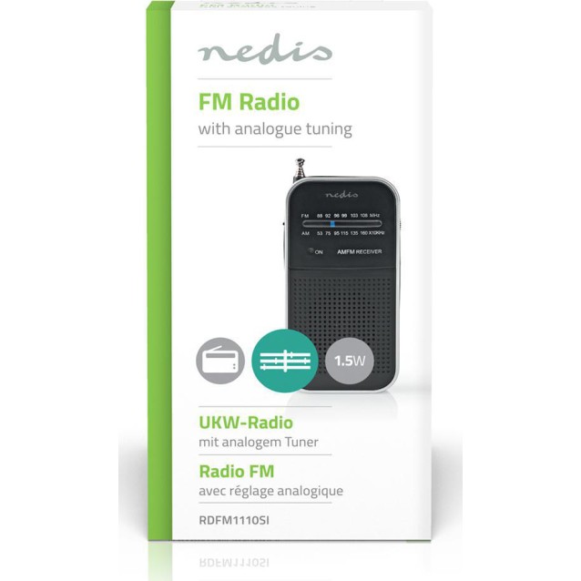 Nedis RDFM1110 Ραδιοφωνάκι Μπαταρίας Ασημί Silver/Black
