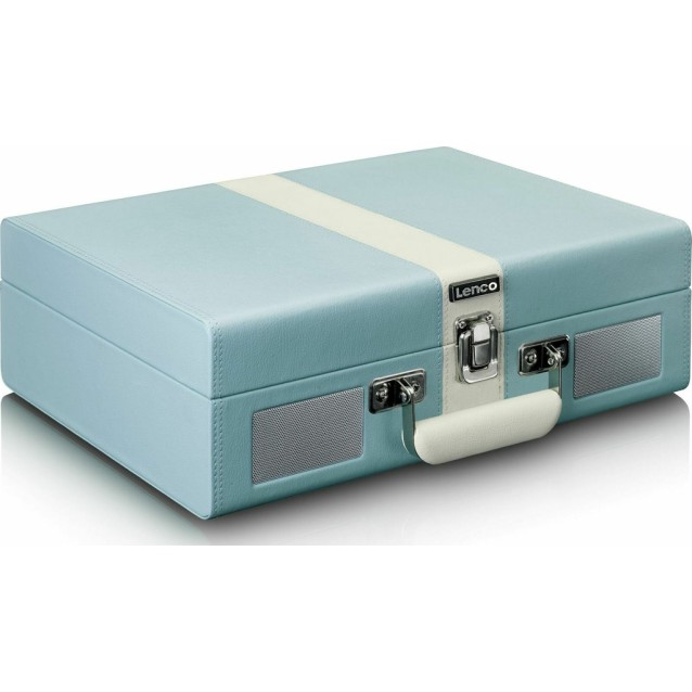 LENCO CLASSIC PHONO TT-110BUWH Πικάπ με Bluetooth, ενσωματωμένα ηχεία 3W και βαλίτσα μεταφοράς, σε γαλάζιο / λευκό χρώμα.