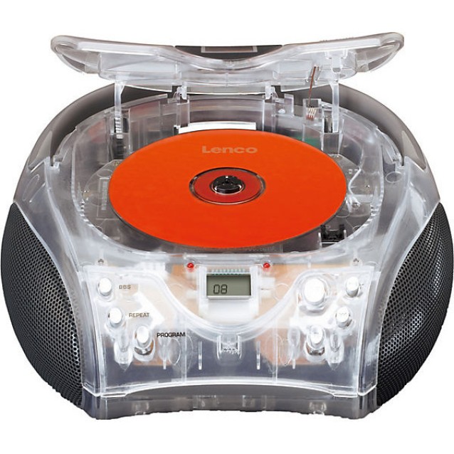 LENCO SCD-24TR Φορητό ραδιόφωνο με CD και οθόνη LCD, σε διαφανές/μαύρο χρώμα.