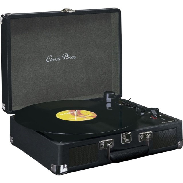 LENCO CLASSIC PHONO TT-115BK Πικάπ με ενσωματωμένα ηχεία 4W, Bluetooth, βαλίτσα μεταφοράς και λειτουργία μετατροπής MP3