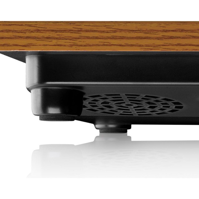 LENCO LS-10WD Πικάπ με ενσωματωμένα ηχεία 6W και καπάκι, σε καφέ χρώμα.