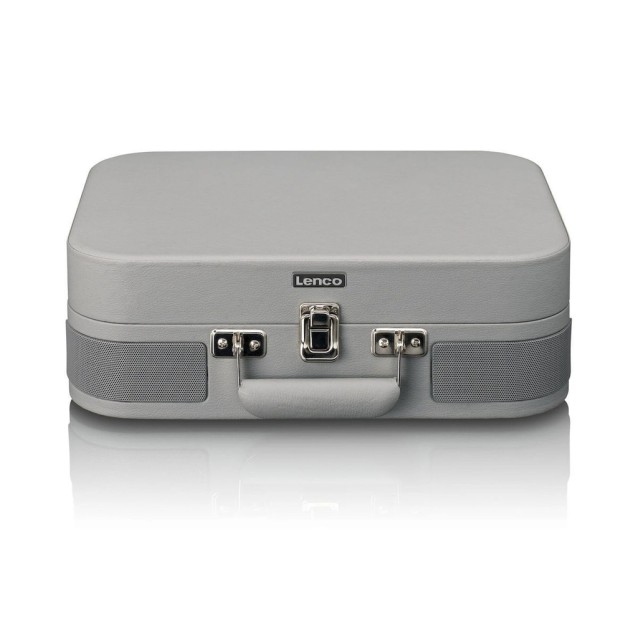LENCO CLASSIC PHONO TT-116GY Πικάπ με ενσωματωμένα ηχεία 3W, Bluetooth, βαλίτσα μεταφοράς και λειτουργία μετατροπής MP3 σε γκρι χρώμα.