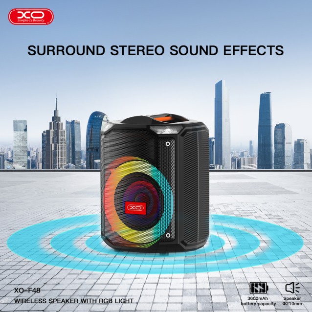 XO F48 Ηχείο Bluetooth 8 ιντσών με τηλεχειριστήριο και RGB φωτισμό, 40W