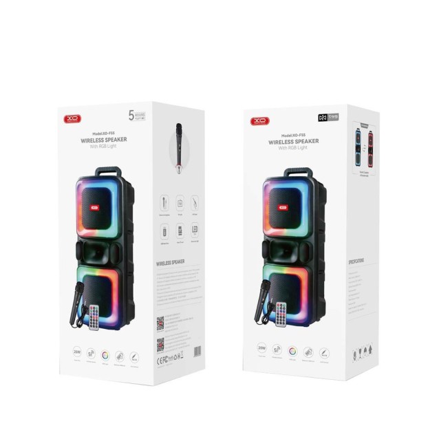XO F55 BOAT Φορητό TWS ηχείο bluetooth με ασύρματο μικρόφωνο, τηλεχειριστήριο και RGB φωτισμό, 20W