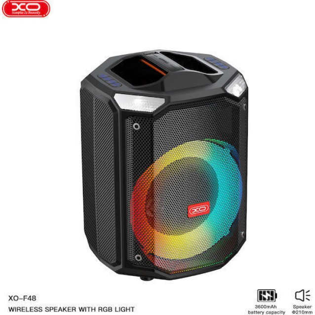 XO F48 Ηχείο Bluetooth 8 ιντσών με τηλεχειριστήριο και RGB φωτισμό, 40W