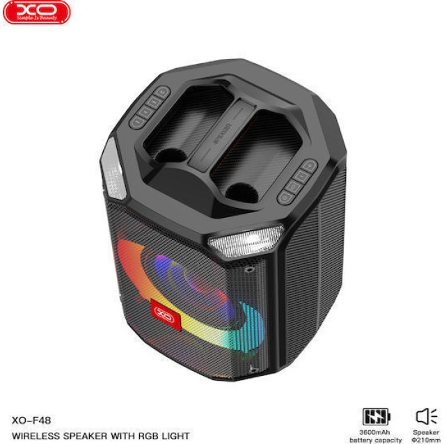 XO F48 Ηχείο Bluetooth 8 ιντσών με τηλεχειριστήριο και RGB φωτισμό, 40W