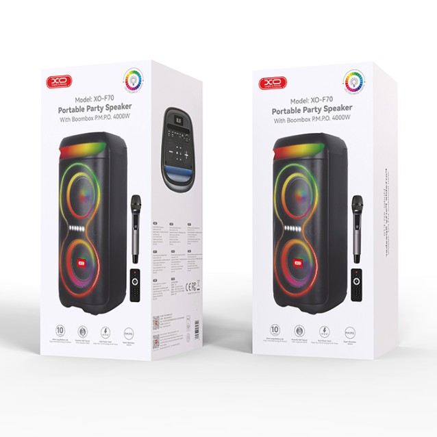 XO F70 Ηχείο Bluetooth με ασύρματο μικρόφωνο, τηλεχειριστήριο και RGB φωτισμό